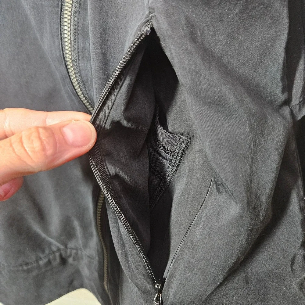 Lululemon Soft Summer Jacket Black Tencel Lyocell Moto Full Zip Size 8 Vented